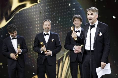 Andreas Turnwald Uwe Dresch Andre Zimmermann and Tobias Fleig at the presentation of the German Film Award 2019 at Messe Berlin Berlin 03 05 2019 Foto:xS.xGabschx xFuturexImage