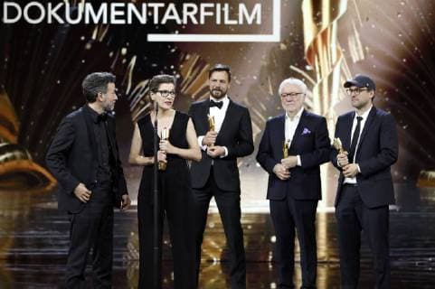 Talal Derki Eva Kemme Tobias N Siebert Hans Robert Eisenhauer and Ansgar Frerich at the 2019 German Film Award ceremony at Messe Berlin Berlin 03 05 2019 Foto:xS.xGabschx xFuturexImage
