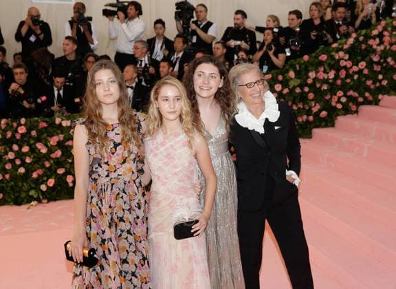 Annie Leibovitz with daughters Sarah Cameron Leibovitz, Samuelle Rhinebeck, and Susan Leibovitz arrive on the red carpet at The Metropolitan Museum of Art s Costume Institute Benefit Camp: Notes on Fashion at Metropolitan Museum of Art in New York City on May 6, 2019.  NYP20190506217 JOHNxANGELILLO