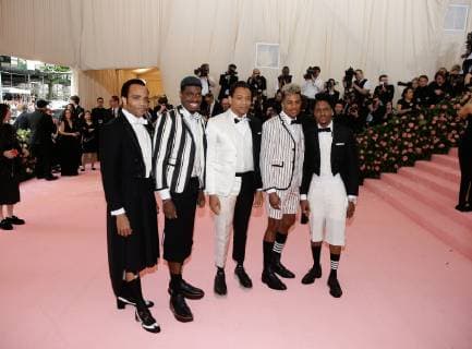 James Harkness, Jawan M. Jackson, Derrick Baskin, Jeremy Pope and Ephraim Sykes arrive on the red carpet at The Metropolitan Museum of Art s Costume Institute Benefit Camp: Notes on Fashion at Metropolitan Museum of Art in New York City on May 6, 2019.  NYP20190506242 JOHNxANGELILLO