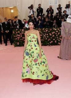 Huma Abdein arrives on the red carpet at The Metropolitan Museum of Art s Costume Institute Benefit Camp: Notes on Fashion at Metropolitan Museum of Art in New York City on May 6, 2019.  NYP20190506258 JOHNxANGELILLO