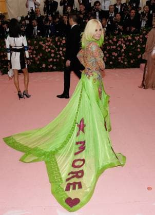 Donatella Versace arrives on the red carpet at The Metropolitan Museum of Art s Costume Institute Benefit Camp: Notes on Fashion at Metropolitan Museum of Art in New York City on May 6, 2019.  NYP20190506375 JOHNxANGELILLO