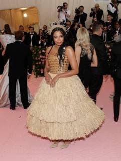 Aurora James arrives on the red carpet at The Metropolitan Museum of Art s Costume Institute Benefit Camp: Notes on Fashion at Metropolitan Museum of Art in New York City on May 6, 2019.  NYP20190506299 JOHNxANGELILLO