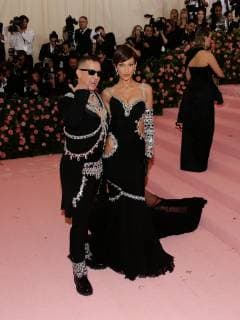 Bella Hadid and Jeremy Scott arrive on the red carpet at The Metropolitan Museum of Art s Costume Institute Benefit Camp: Notes on Fashion at Metropolitan Museum of Art in New York City on May 6, 2019.  NYP20190506354 JOHNxANGELILLO