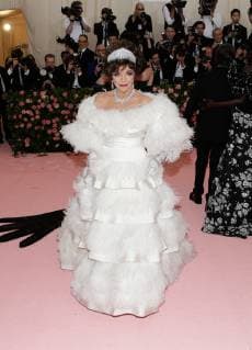 Joan Collins arrives on the red carpet at The Metropolitan Museum of Art s Costume Institute Benefit Camp: Notes on Fashion at Metropolitan Museum of Art in New York City on May 6, 2019.  NYP20190506349 JOHNxANGELILLO