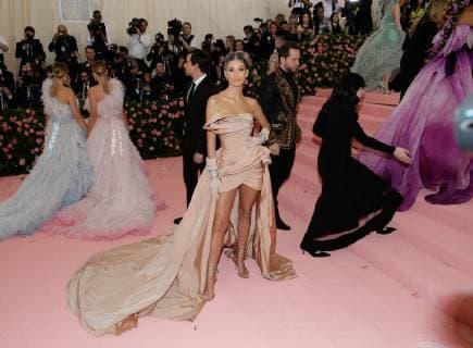 Camila Morrone arrives on the red carpet at The Metropolitan Museum of Art s Costume Institute Benefit Camp: Notes on Fashion at Metropolitan Museum of Art in New York City on May 6, 2019.  NYP20190506280 JOHNxANGELILLO