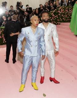 Kerby Jean-Raymond and Lena Waithe arrive on the red carpet at The Metropolitan Museum of Art s Costume Institute Benefit Camp: Notes on Fashion at Metropolitan Museum of Art in New York City on May 6, 2019.  NYP20190506380 JOHNxANGELILLO