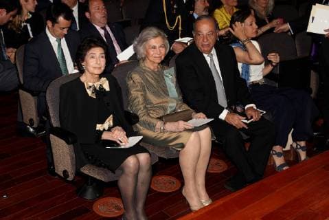 Queen Sofia (C), President of the Higher School of Music Paloma O Shea (L), Mexican businessman Carlos Slim (2L) and patron of the institution, Ana Botin (L) attend the performance of Mexica tenor Javier Camarena on the occasion of a meeting of the International Circle of the Reina Sofia Higher School Music, in Madrid, Spain, 07 May 2019. Queen Sofia meets benefactors of the Higher School of Music in Madrid !ACHTUNG: NUR REDAKTIONELLE NUTZUNG!  Copyright: xJ.xJxGuillenx GRAF5623 20190507-636928615016858174