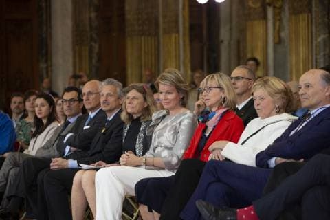 Queen Mathilde of Belgium pictured during a ceremony to award the Queen Mathilde Award 2019, in Brussels, Thursday 09 May 2019. The winner of the Award is selected by a youth jury from one of the nineteen Queen Mathilde Foundation projects.  HATIMxKAGHAT 05581537