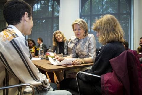 Queen Mathilde of Belgium pictured during a ceremony to award the Queen Mathilde Award 2019, in Brussels, Thursday 09 May 2019. The winner of the Award is selected by a youth jury from one of the nineteen Queen Mathilde Foundation projects.  HATIMxKAGHAT 05581542
