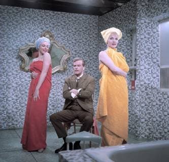 breakfast in double bed D 1963 Axel von Ambesser the agony of choice Claudia ANN SMYRNER Henry O W FISCHER and Liane LISELOTTE PULVER film television comedy 60s Germany 1963 Copyright: ArthurxGrimm UnitedArchives00666238