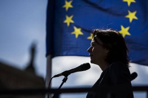 Bundesjustizministerin Katarina Barley, SPD, aufgenommen im Rahmen der Veranstaltung Pulse of Europe auf dem Gendarmenmarkt in Berlin, 12.05.2019. Berlin Deutschland *** Federal Minister of Justice Katarina Barley SPD admitted at the event Pulse of Europe at the Gendarmenmarkt in Berlin 12 05 2019 Berlin Germany Copyright: xFlorianxGaertner photothek.netx