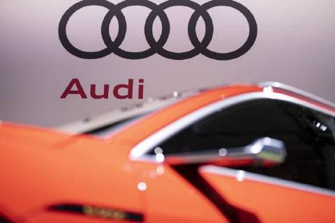14 05 2019, xkvx, Wirtschaft Auto, Volkswagen 59 Annual General Meeting 2019 emspor, v l Audi logo emblem word mark picture mark Audi e tron S5 Quattro side mirror mirror side camera camera Berlin