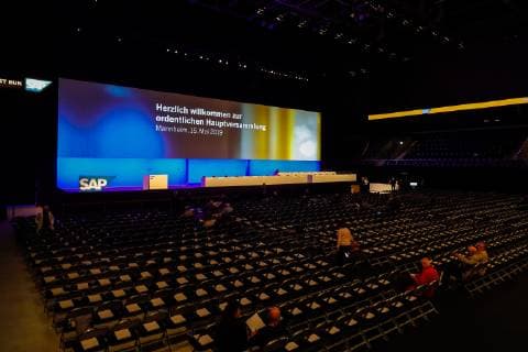 DEU, Deutschland, Mannheim Waldorf, 15.05.2019 - Ordentliche Hauptversammlung 2019 der SAP SE in der SAP Arena Mannheim. *** DEU, Germany, Mannheim Waldorf, 15 05 2019 SAP SEs Annual General Meeting 2019 at the SAP Arena Mannheim