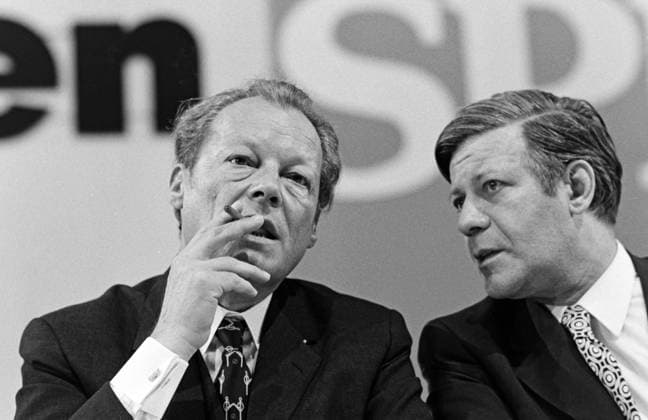 Deutsche Politker 1971 Willy Brandt und Helmut Schmidt, *** German Politicians 1971 Willy Brandt and Helmut Schmidt,