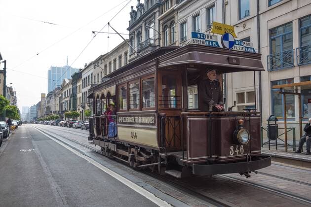 Brussels, Tramway Parade 150 Years Tramway in Brussels on 1 May 2019 Brussels, Parade 150 Years Tramway , May 1st, 2019