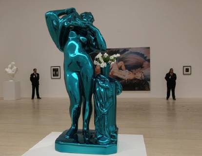 A view of the work Metallic Venus (2010-2012) by Jeff Koons during the exhibition Naked Appearance: The Desire and object of Marcel Duchamp and Jeff Koons at the Jumex Museum, in Mexico City, Mexico, 16 May 2019. The provocative art of Duchamp and Koons arrives at the Jumex Museum in Mexico !ACHTUNG: NUR REDAKTIONELLE NUTZUNG!  Copyright: xMarioxGuzmanx AME3445 20190517-636936530598094972