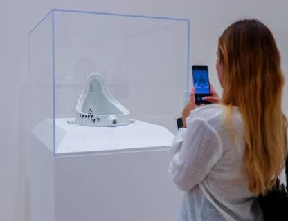 May 16, 2019 EUM20190516CUL11 JPG CIUDAD DE MEXICO ExpositionExposicion Apiencia desnuda May 16, 2019 Artist Jeff Koons presents the exhibition Apiencia desnuda at the Jumex Museum, consisting of 80 works from 30 collections, including pieces by Marcel Duchamp The exhibition will be open to the public from May 19 to September 29, 2019 Photo Agency EL UNIVERSALAdriana HernandezEELG  - ZUMAu78_ 20190516_zaf_u78_030 Copyright: xElxUniversalx