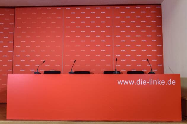 PK Die Linke mit Ramelow, Kipping und Wolf Germany, Berlin 20 05 2019 Press conference with Bodo Ramelow Prime Minister of the Free State of Thuringia, Die Linke , Harald Wolf Party Executive Board Die Linke and Katja Kipping Die Linke , as well as presentation of the program Der LINKE Plan für eine lebenswerte Zukunft in Ostdeutschland in im Karl Liebknecht Haus Im Bild ist die empere Presseb