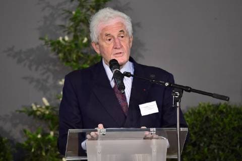Count Bernard de Traux de Wardin delivers a speech at a ceremony for the Queen Paola Award 2018-2019 (Koningin Paolaprijs - Prix Reine Paola) for education, at the royal castle in Laken Laeken, Brussels, Wednesday 22 May 2019.  LAURIExDIEFFEMBACQ 05589812