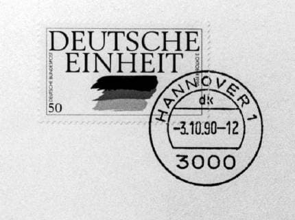 Hanover, 03 10 1990, In Hanover is celebrated the day of reunification with the GDR Day of German Unity stamp, special stamp German Unity Politics ,