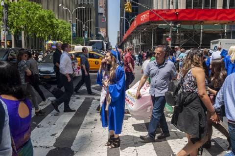 Fashion Institute of Technology commencement in New York Very recent graduates from the Fashion Institute of Technology with their friends and families outside of Radio City Music Hall in New York on Wednesday, May 22, 2019 after the college s commencement exercises. (  RichardxB.xLevine