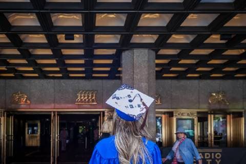 Fashion Institute of Technology commencement in New York Very recent graduates from the Fashion Institute of Technology with their friends and families outside of Radio City Music Hall in New York on Wednesday, May 22, 2019 after the college s commencement exercises. (  RichardxB.xLevine