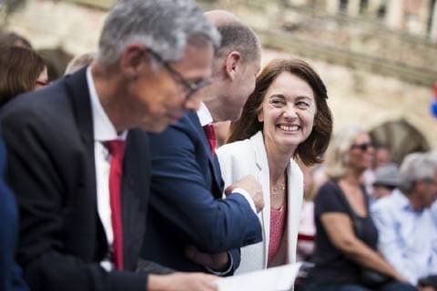 Carsten Sieling (L), SPD, Buergermeister von Bremen, und Katarina Barley (R), Spitzenkandidatin der SPD fuer die Europawahl, aufgenommen im Rahmen der Abschlussveranstaltung des Wahlkampfes fuer die Europawahl und die Buergerschaftswahl in Bremen, 24.05.2019. Bremen Deutschland *** Carsten Sieling L , SPD, Mayor of Bremen, and Katarina Barley R , SPDs top candidate for the European elections, taken at the closing ceremony of the election campaign for the European elections and the citizens elections in Bremen, 24 05 2019 Bremen Germany Copyright: xFlorianxGaertner photothek.netx