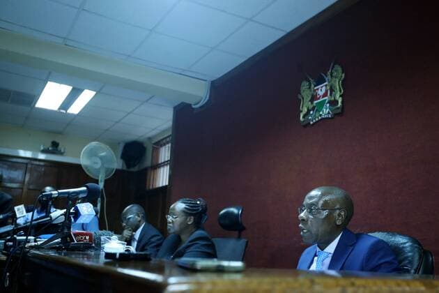 News Themen der Woche KW21 News Bilder des Tages May 24, 2019 - Nairobi, Kenya - From left: Judges Chacha Mwita, Roselyne Aburili and John Mativo seen making an unanimous declined to decriminalize consensual same sex. Religious leader Archbishop Alfred Rotich said LGBT community should seek prayer and counselling..LGBT community wanted the court to decriminalize consensual same sex but Judges Chacha Mwita, Roselyne Aburili and John Mativo in a unanimous decision declined. Nairobi Kenya - ZUMAs197 20190524_zaa_s197_135 Copyright: xBillyxMutaix
