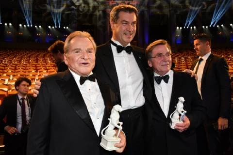 Fritz Wepper, Prime Minister Markus Söder and Elmar Wepper Bavarian Television Prize 2019 Party Award of the Bavarian Television Prize in the Prinzregententheater Munich 23 May 2019