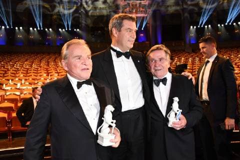 Fritz Wepper, Prime Minister Markus Söder and Elmar Wepper Bavarian Television Prize 2019 Party Award of the Bavarian Television Prize in the Prinzregententheater Munich 23 May 2019