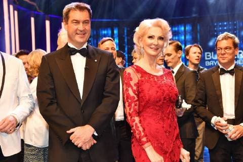 Markus Söder and Desiree Nick at the award ceremony of the Bavarian Television Prize on 24 05 2019 at the Prinzregententheater in Munich Bavarian Television Prize 2019 in Munich