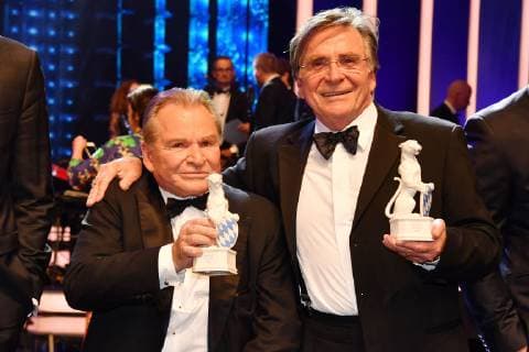 The two prizewinners Fritz and Elmar Wepper at the award ceremony of the Bavarian Television Prize on 24 05 2019 at the Prinzregententheater in Munich Bavarian Television Prize 2019 in Munich
