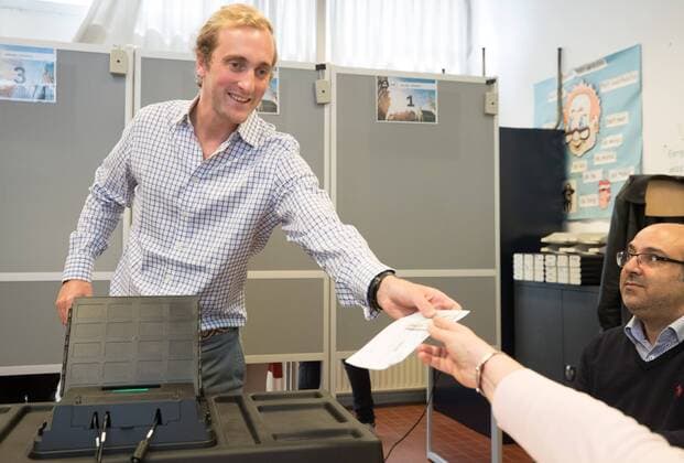 Prince Joachim pictured at a polling station in Laken Laeken, Brussels, Sunday 26 May 2019. Belgium holds regional, federal and European elections on Sunday.  BENOITxDOPPAGNE 2343107