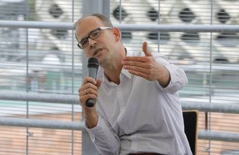 Kosmos PK 28 05 2019, Chemnitz, roof of the parking garage Theaterstrasse, press conference, Kosmos Chemnitz We stay more city plans concert on July 4 in the city center, CWE boss Sören Uhle and the makers present their program photo Sören Uhle