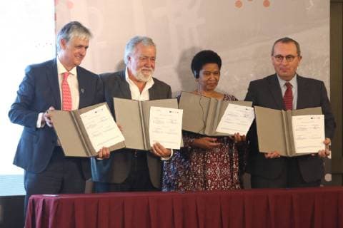 May 29, 2019 EUM20190529NAC16 JPG MEXICO CITY, Femicide Femincidio Programme Aspects of signing the Spotlight initiative, which sought to promote gender equity and eliminate violence against women Alejandro Encinas, Undersecretary for Human Rights, Population and Migration and Olga Sanchez Cordero, Phumzile Mlambo Ngcuka, Executive Director of UN Women both a  - ZUMAu78_ 20190529_zaf_u78_035 Copyright: xCarlosxMejia ElxUniversalx