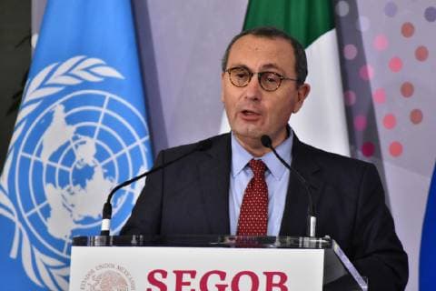 May 29, 2019 - Mexico City, Mexico - Stefano Manservisi, head of the Directorate-General of the European Commission for International Cooperation and Development (DEVCO) speaks during a press conference to launch the Spotlight initiative against of feminicides in Mexico at Ministry of Foreign Relations on May 29, 2019 in Mexico City, Mexico Mexico City Mexico  - ZUMAn230 20190529_zaa_n230_445 Copyright: xCarlosxTischlerx
