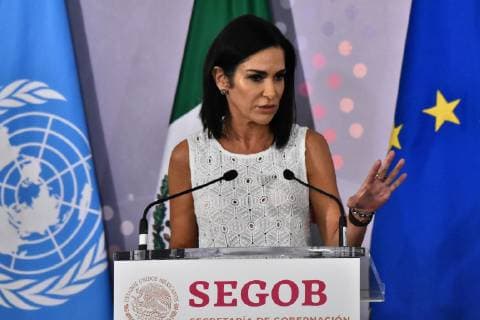 May 29, 2019 - Mexico City, Mexico - Lydia Cacho speaks during a press conference to launch the Spotlight initiative against of feminicides in Mexico at Ministry of Foreign Relations on May 29, 2019 in Mexico City, Mexico Mexico City Mexico  - ZUMAn230 20190529_zaa_n230_528 Copyright: xCarlosxTischlerx