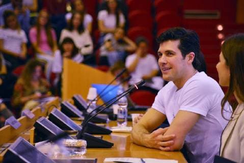 Mailand, Roberto Bolle hält Vorlesung über Geschichte des Tanzes Bovisa University of Milan, lesson on the history of dance with Roberto Bolle in the aula magna (Maurizio Maule Fotogramma, Milan - 2019-05-30) p.s. la foto e utilizzabile nel rispetto del contesto in cui e stata scattata, e senza intento diffamatorio del decoro delle persone rappresentate  Copyright: xMaurizioxMaulex xIPAx xFOTOGRAMMAx