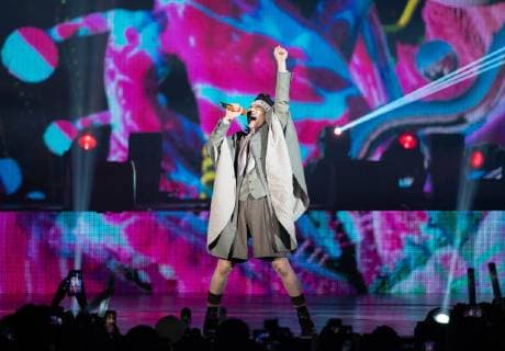 Taiwanese singer and actor Jam Hsiao performs during the 2019 HITO FM Pop Music Awards ceremony in Taipei, Taiwan, 2 June 2019. Jam Hsiao hots up 2019 HITO FM Pop Music Awards ceremony  bjl10191707