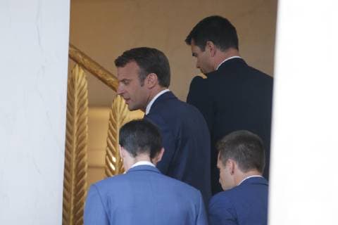 Emmanuel Macron NEWS : Henry Kissinger a l Elysee - Paris - 04 06 2019 StephenCaillet Panoramic 