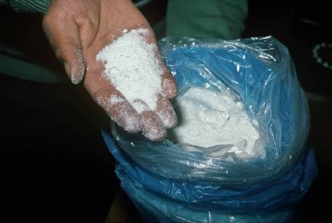 BOLIVIA One kilo bag of 100% pure cocaine crystal with a street value of $1,200,000.00. La Paz, Bolivia.  1359800 JeffxRotman