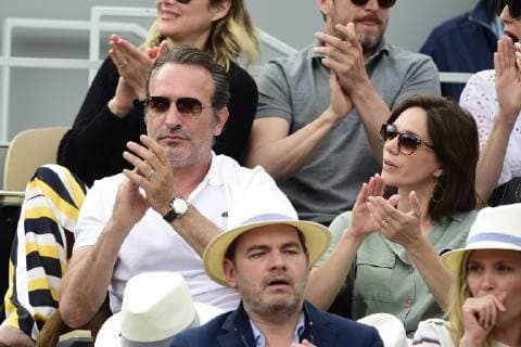 Jean Dujardin et Nathalie Pechalat CELEBRITES : Internationaux de France 2019 Roland Garros - Finale Hommes - 09 06 2019 JBAutissier Panoramic 