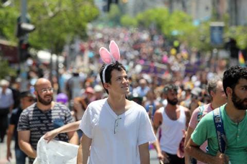 (190614) -- TEL AVIV, June 14, 2019 -- People take part in the Tel Aviv Pride Parade in Tel Aviv, Israel, June 14, 2019. JINI Gideon Markowicz) ISRAEL-TEL AVIV-PRIDE PARADE guoyu 