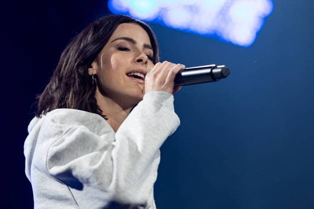 Concert in the Tollhaus Karlsruhe on 14 06 2019 in Karlsruhe Wildparkstadion , Germany Lena sings in portrait with microphone