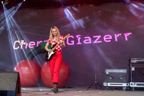 June 14, 2019 - Manchester, Tennessee, U.S - CLEMENTINE CREEVY of Cherry Glazerr during the Bonnaroo Music + Arts Festival in Manchester, Tennessee Manchester U.S. - ZUMAs135 20190614_zap_s135_007 Copyright: xDanielxDeSloverx