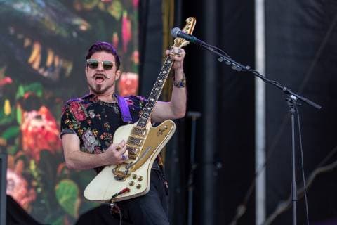 June 14, 2019 - Manchester, Tennessee, U.S - SCOTT HOLIDAY of Rival Sons during the Bonnaroo Music + Arts Festival in Manchester, Tennessee Manchester U.S. - ZUMAs135 20190614_zap_s135_009 Copyright: xDanielxDeSloverx