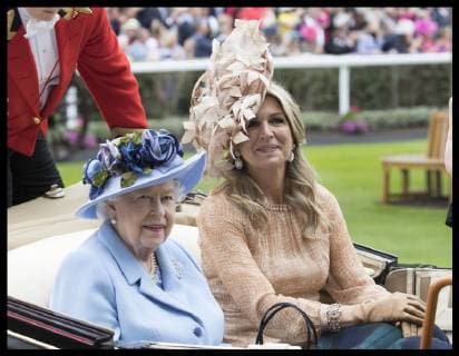 . 18 06 2019. Ascot , United Kingdom. Queen Elizabeth II with King and Queen of The Netherlands on the opening day of Royal Ascot, United Kingdom.  xStephenxLockx xi-Imagesx IIM-19815-0117