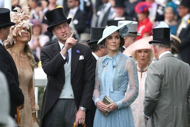 Queen Maxima of the Netherlands, Prince William, Duke of Cambridge and Catherine, Duchess of Cambridge attend the first day of Royal Ascot at Ascot Racecourse in Berkshire, England. JUNE 18th 2019  MTXx192207