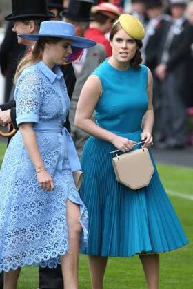 Princess Beatrice of York and Princess Eugenie of York arrive for the first day of Royal Ascot at Ascot Racecourse in Berkshire, England. JUNE 18th 2019  MTXx192207